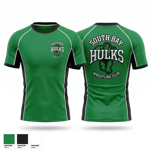Short Sleeve Rash Guard Shirt, South bay Hulks, Wrestling, Teamtime, Team time, sublimation, custom sports apparel, team uniforms, spirit wear, spiritwear, sports uniforms, custom shirts, team store, custom team store, fundraiser sports, apparel fundraiser