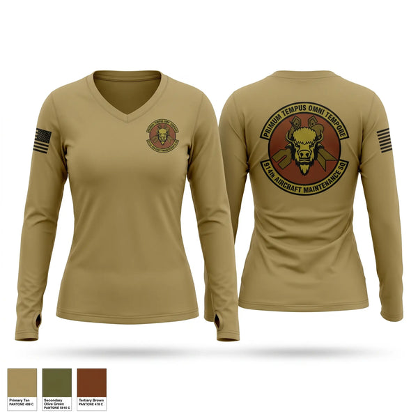 Womens Long Sleeve Vneck Shirt, 914th AIRCRAFT MAINTENANCE SQUADRON, Air Force, Teamtime, Team time, sublimation, custom sports apparel, team uniforms, spirit wear, spiritwear, sports uniforms, custom shirts, team store, custom team store, fundraiser sports, apparel fundraiser