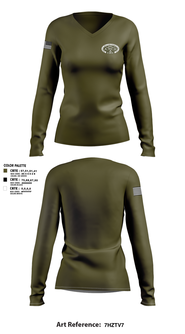 Womens Long Sleeve Vneck Shirt, Prince William SWAT, , Teamtime, Team time, sublimation, custom sports apparel, team uniforms, spirit wear, spiritwear, sports uniforms, custom shirts, team store, custom team store, fundraiser sports, apparel fundraiser