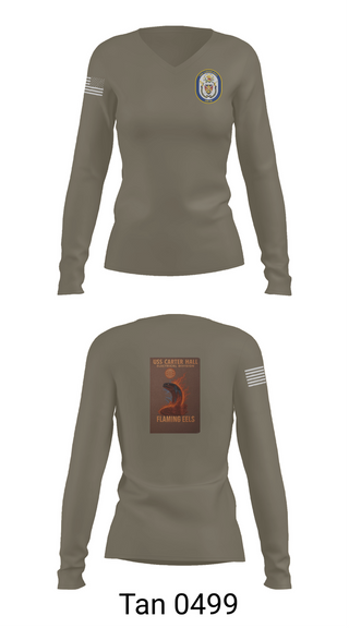 Womens Long Sleeve Vneck Shirt, Uss Carter Hall, , Teamtime, Team time, sublimation, custom sports apparel, team uniforms, spirit wear, spiritwear, sports uniforms, custom shirts, team store, custom team store, fundraiser sports, apparel fundraiser