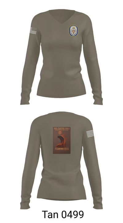 Uss Carter Hall 96042318 Women's Long Sleeve V-neck Shirt - 73