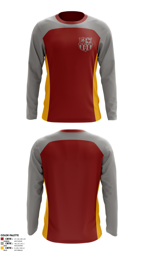 Long Sleeve Performance Shirt, TX HEAT, Men's Soccer, Teamtime, Team time, sublimation, custom sports apparel, team uniforms, spirit wear, spiritwear, sports uniforms, custom shirts, team store, custom team store, fundraiser sports, apparel fundraiser