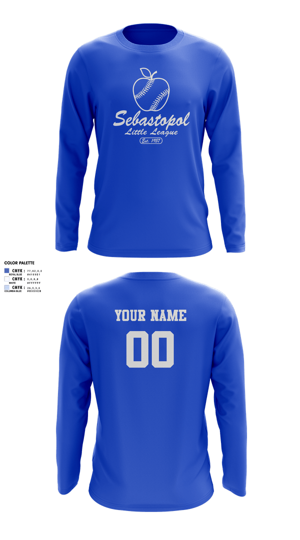 Sebastopol Little League 29313741 Long Sleeve Performance Shirt - 4