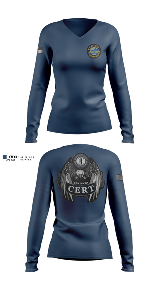 Womens Long Sleeve Vneck Shirt, Kentucky Department of Corrections, Police, Teamtime, Team time, sublimation, custom sports apparel, team uniforms, spirit wear, spiritwear, sports uniforms, custom shirts, team store, custom team store, fundraiser sports, apparel fundraiser