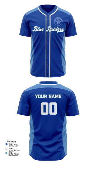 Full Button Baseball Jersey, Post 220 Blue Raiders, Baseball, Teamtime, Team time, sublimation, custom sports apparel, team uniforms, spirit wear, spiritwear, sports uniforms, custom shirts, team store, custom team store, fundraiser sports, apparel fundraiser