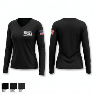 Womens Long Sleeve Vneck Shirt, Granite Shoals Police Department, Police, Teamtime, Team time, sublimation, custom sports apparel, team uniforms, spirit wear, spiritwear, sports uniforms, custom shirts, team store, custom team store, fundraiser sports, apparel fundraiser