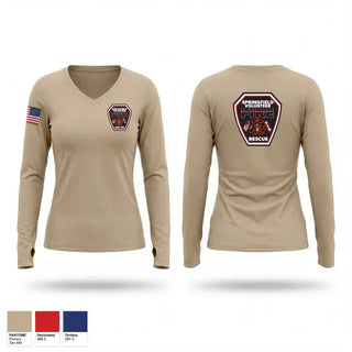 Womens Long Sleeve Vneck Shirt, Springfield Volunteer Fire Dept., Fire Department, Teamtime, Team time, sublimation, custom sports apparel, team uniforms, spirit wear, spiritwear, sports uniforms, custom shirts, team store, custom team store, fundraiser sports, apparel fundraiser
