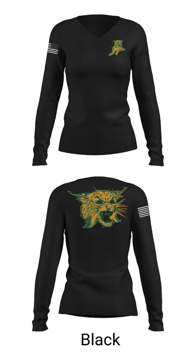 Edgar Wildcats 93654841 Women's Long Sleeve V-neck Shirt - 35