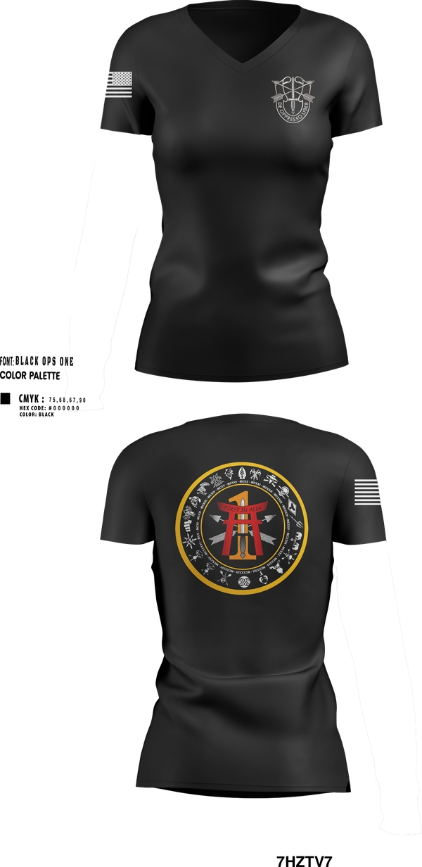 Womens Short Sleeve Vneck Shirt, 1st Battalion, 1st Special Forces Group (Airborne), Army, Teamtime, Team time, sublimation, custom sports apparel, team uniforms, spirit wear, spiritwear, sports uniforms, custom shirts, team store, custom team store, fundraiser sports, apparel fundraiser