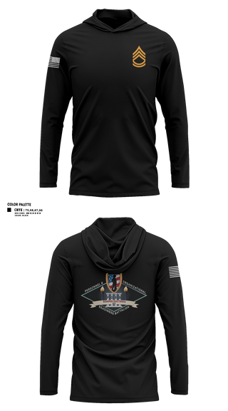 Long Sleeve Performance Shirt with hood, Personnel and Organizational Readiness Battalion, National Guard, Teamtime, Team time, sublimation, custom sports apparel, team uniforms, spirit wear, spiritwear, sports uniforms, custom shirts, team store, custom team store, fundraiser sports, apparel fundraiser