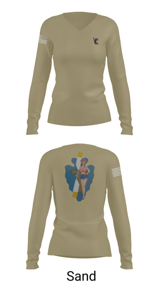 Womens Long Sleeve Vneck Shirt, B Co 1/114th Maintenance, Army, Teamtime, Team time, sublimation, custom sports apparel, team uniforms, spirit wear, spiritwear, sports uniforms, custom shirts, team store, custom team store, fundraiser sports, apparel fundraiser