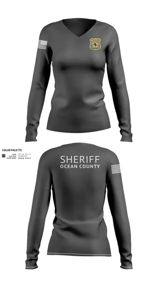Womens Long Sleeve Vneck Shirt, Ocean County Sheriff K-9, Police, Teamtime, Team time, sublimation, custom sports apparel, team uniforms, spirit wear, spiritwear, sports uniforms, custom shirts, team store, custom team store, fundraiser sports, apparel fundraiser