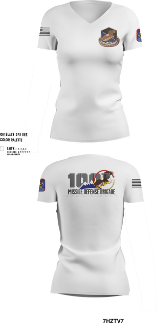 Womens Short Sleeve Vneck Shirt, 100th Missile Defense Brigade, , Teamtime, Team time, sublimation, custom sports apparel, team uniforms, spirit wear, spiritwear, sports uniforms, custom shirts, team store, custom team store, fundraiser sports, apparel fundraiser