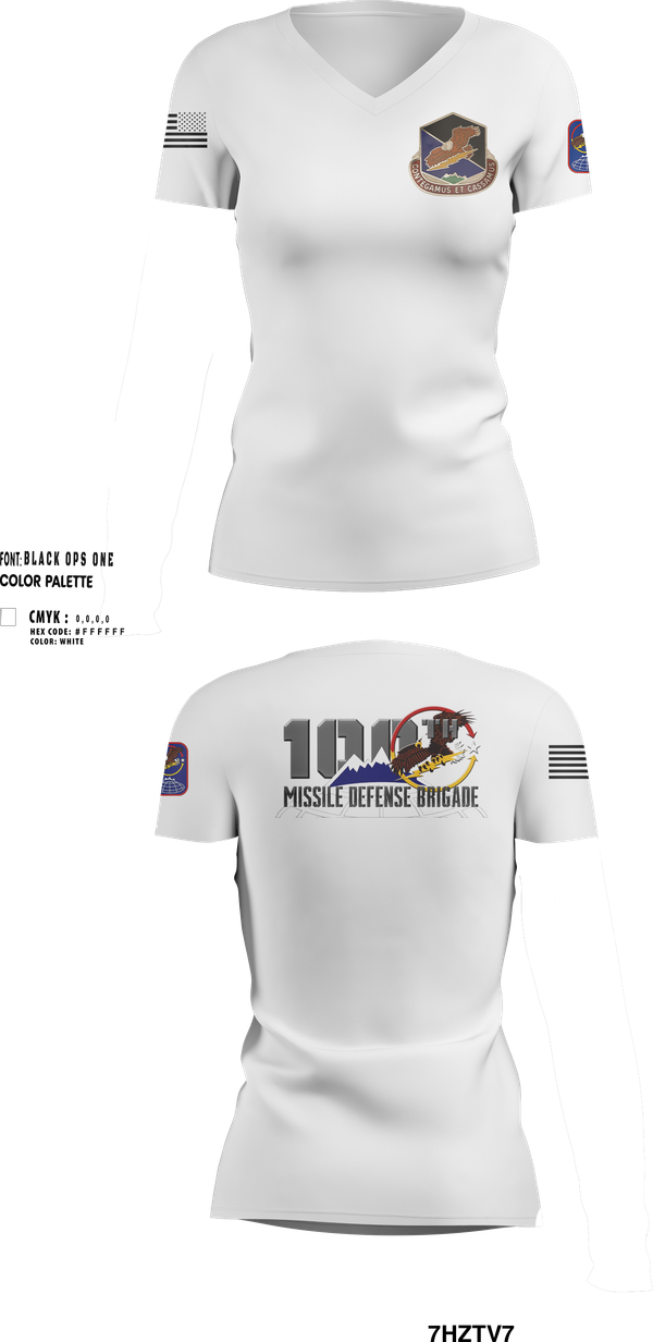 Womens Short Sleeve Vneck Shirt, 100th Missile Defense Brigade, , Teamtime, Team time, sublimation, custom sports apparel, team uniforms, spirit wear, spiritwear, sports uniforms, custom shirts, team store, custom team store, fundraiser sports, apparel fundraiser