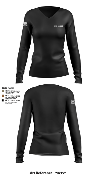 Women's Long Sleeve Vneck Shirt, XVIII ABN G2, Army, Teamtime, Team time, sublimation, custom sports apparel, team uniforms, spirit wear, spiritwear, sports uniforms, custom shirts, team store, custom team store, fundraiser sports, apparel fundraiser