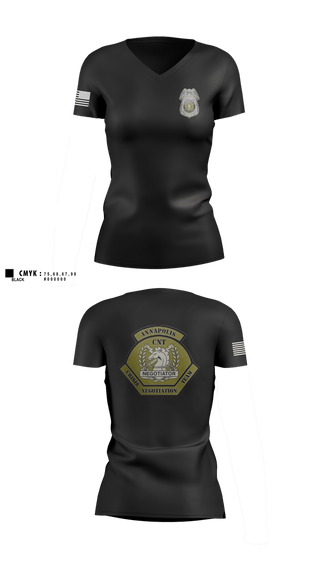 Womens Short Sleeve Vneck Shirt, Annapolis Police Crisis Negotiation Team, Police, Teamtime, Team time, sublimation, custom sports apparel, team uniforms, spirit wear, spiritwear, sports uniforms, custom shirts, team store, custom team store, fundraiser sports, apparel fundraiser