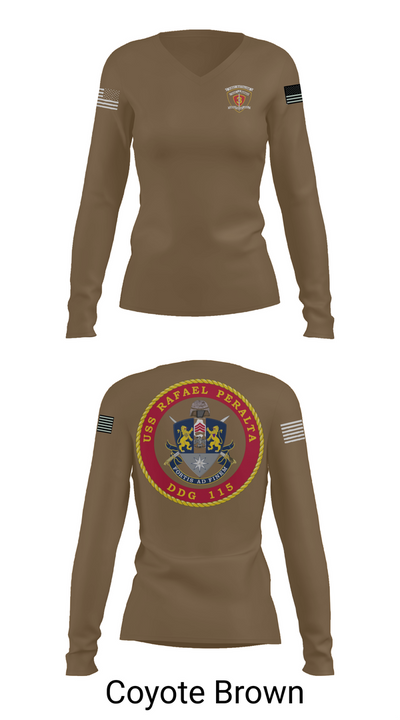 USS Rafael Peralta DDG 115 35678200 Women's Long Sleeve V-neck Shirt - 16