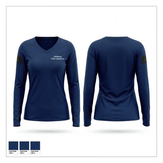 Womens Long Sleeve Vneck Shirt, Hackleburg Police Department, Police, Teamtime, Team time, sublimation, custom sports apparel, team uniforms, spirit wear, spiritwear, sports uniforms, custom shirts, team store, custom team store, fundraiser sports, apparel fundraiser