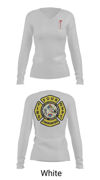 Womens Long Sleeve Vneck Shirt, Four Communities Fire Department, Fire Department, Teamtime, Team time, sublimation, custom sports apparel, team uniforms, spirit wear, spiritwear, sports uniforms, custom shirts, team store, custom team store, fundraiser sports, apparel fundraiser