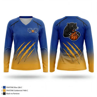 Womens Long Sleeve Vneck Shirt, C.O.E Blue Panthers, Men's Basketball, Teamtime, Team time, sublimation, custom sports apparel, team uniforms, spirit wear, spiritwear, sports uniforms, custom shirts, team store, custom team store, fundraiser sports, apparel fundraiser