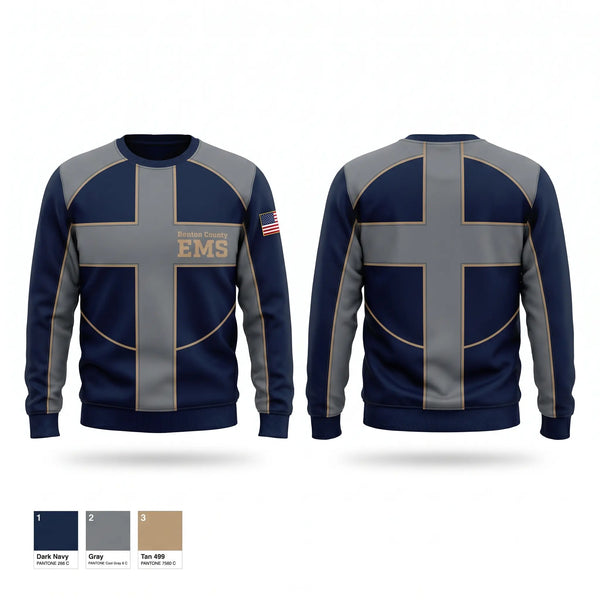 Crew Neck Sweatshirt, Benton County E.M.S., EMS/EMT, Teamtime, Team time, sublimation, custom sports apparel, team uniforms, spirit wear, spiritwear, sports uniforms, custom shirts, team store, custom team store, fundraiser sports, apparel fundraiser