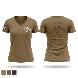 Womens Short Sleeve Vneck Shirt, USS DONALD COOK, Navy, Teamtime, Team time, sublimation, custom sports apparel, team uniforms, spirit wear, spiritwear, sports uniforms, custom shirts, team store, custom team store, fundraiser sports, apparel fundraiser