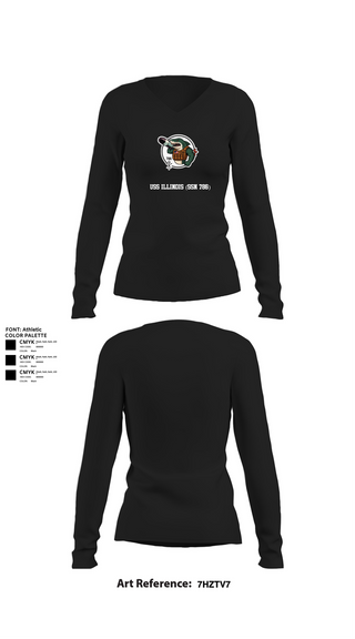Womens Long Sleeve Vneck Shirt, USS Illinois (SSN 786), , Teamtime, Team time, sublimation, custom sports apparel, team uniforms, spirit wear, spiritwear, sports uniforms, custom shirts, team store, custom team store, fundraiser sports, apparel fundraiser