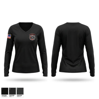 Womens Long Sleeve Vneck Shirt, Carsonville Fire & Rescue, Fire Department, Teamtime, Team time, sublimation, custom sports apparel, team uniforms, spirit wear, spiritwear, sports uniforms, custom shirts, team store, custom team store, fundraiser sports, apparel fundraiser