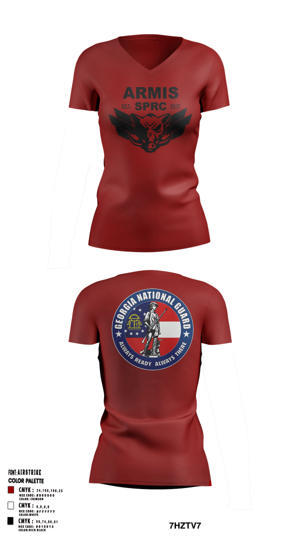 Womens Short Sleeve Vneck Shirt, Armis GANG, National Guard, Teamtime, Team time, sublimation, custom sports apparel, team uniforms, spirit wear, spiritwear, sports uniforms, custom shirts, team store, custom team store, fundraiser sports, apparel fundraiser
