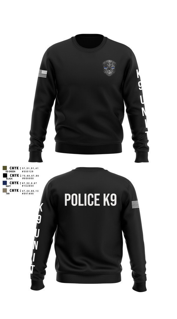 Crew Neck Sweatshirt, Roy Cit Police K9, Police, Teamtime, Team time, sublimation, custom sports apparel, team uniforms, spirit wear, spiritwear, sports uniforms, custom shirts, team store, custom team store, fundraiser sports, apparel fundraiser