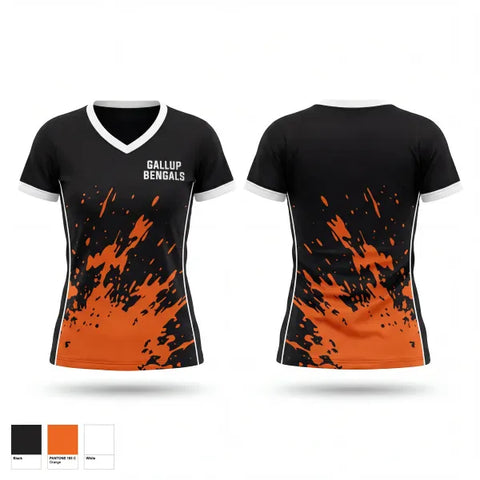 Womens Short Sleeve Vneck Shirt, Gallup Bengals, Baseball, Teamtime, Team time, sublimation, custom sports apparel, team uniforms, spirit wear, spiritwear, sports uniforms, custom shirts, team store, custom team store, fundraiser sports, apparel fundraiser