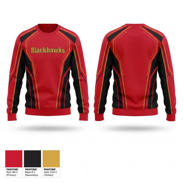 Crew Neck Sweatshirt, Raleigh Blackhawks, Baseball, Teamtime, Team time, sublimation, custom sports apparel, team uniforms, spirit wear, spiritwear, sports uniforms, custom shirts, team store, custom team store, fundraiser sports, apparel fundraiser