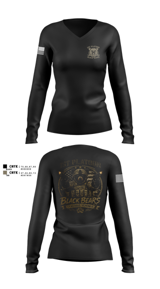 Womens Long Sleeve Vneck Shirt, 1ST PLT, 94MP, Army, Teamtime, Team time, sublimation, custom sports apparel, team uniforms, spirit wear, spiritwear, sports uniforms, custom shirts, team store, custom team store, fundraiser sports, apparel fundraiser