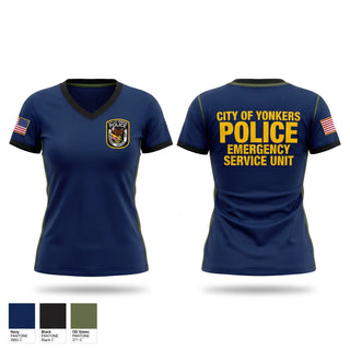 Womens Short Sleeve Vneck Shirt, Yonkers Police Emergency Services Unit, Police, Teamtime, Team time, sublimation, custom sports apparel, team uniforms, spirit wear, spiritwear, sports uniforms, custom shirts, team store, custom team store, fundraiser sports, apparel fundraiser