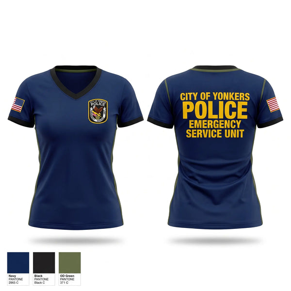 Womens Short Sleeve Vneck Shirt, Yonkers Police Emergency Services Unit, Police, Teamtime, Team time, sublimation, custom sports apparel, team uniforms, spirit wear, spiritwear, sports uniforms, custom shirts, team store, custom team store, fundraiser sports, apparel fundraiser