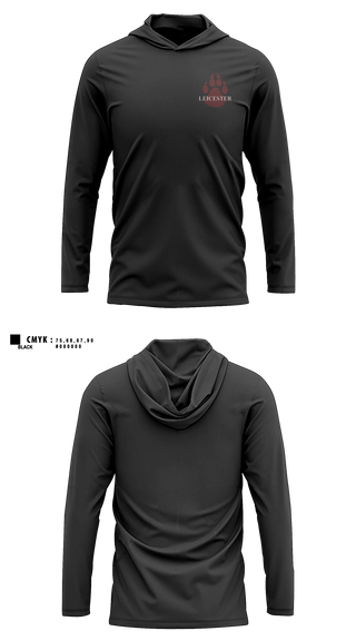 Long Sleeve Performance Shirt with hood, Leicester High School Basketball, Men's Basketball, Teamtime, Team time, sublimation, custom sports apparel, team uniforms, spirit wear, spiritwear, sports uniforms, custom shirts, team store, custom team store, fundraiser sports, apparel fundraiser
