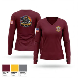 Womens Long Sleeve Vneck Shirt, Charlie conquerors, Air Force, Teamtime, Team time, sublimation, custom sports apparel, team uniforms, spirit wear, spiritwear, sports uniforms, custom shirts, team store, custom team store, fundraiser sports, apparel fundraiser