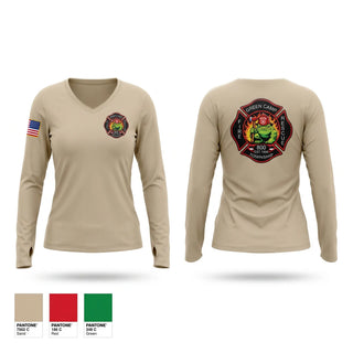 Womens Long Sleeve Vneck Shirt, Gcfd, Fire Department, Teamtime, Team time, sublimation, custom sports apparel, team uniforms, spirit wear, spiritwear, sports uniforms, custom shirts, team store, custom team store, fundraiser sports, apparel fundraiser