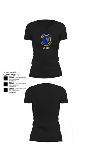 Womens Short Sleeve Vneck Shirt, 49 LRS, Air Force, Teamtime, Team time, sublimation, custom sports apparel, team uniforms, spirit wear, spiritwear, sports uniforms, custom shirts, team store, custom team store, fundraiser sports, apparel fundraiser