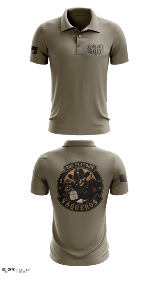 Short Sleeve Performance Polo, 2nd Platoon Vaqueros, Army, Teamtime, Team time, sublimation, custom sports apparel, team uniforms, spirit wear, spiritwear, sports uniforms, custom shirts, team store, custom team store, fundraiser sports, apparel fundraiser