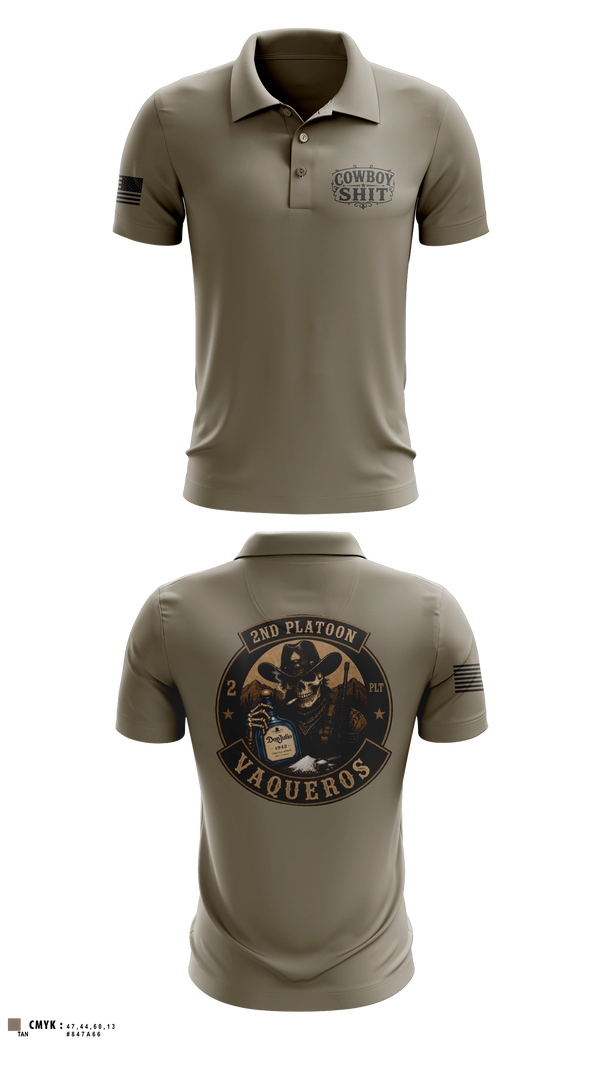 Short Sleeve Performance Polo, 2nd Platoon Vaqueros, Army, Teamtime, Team time, sublimation, custom sports apparel, team uniforms, spirit wear, spiritwear, sports uniforms, custom shirts, team store, custom team store, fundraiser sports, apparel fundraiser