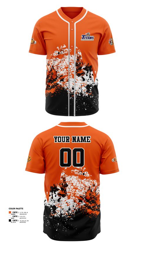 Full Button Baseball Jersey, Titans, Baseball, Teamtime, Team time, sublimation, custom sports apparel, team uniforms, spirit wear, spiritwear, sports uniforms, custom shirts, team store, custom team store, fundraiser sports, apparel fundraiser