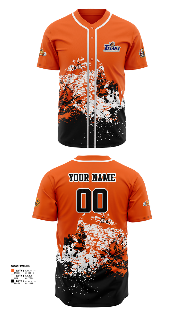 Full Button Baseball Jersey, Titans, Baseball, Teamtime, Team time, sublimation, custom sports apparel, team uniforms, spirit wear, spiritwear, sports uniforms, custom shirts, team store, custom team store, fundraiser sports, apparel fundraiser