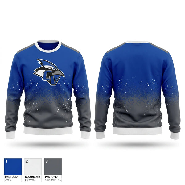 Crew Neck Sweatshirt, Conemaugh Valley Bluejays Football, Spirit Store, Teamtime, Team time, sublimation, custom sports apparel, team uniforms, spirit wear, spiritwear, sports uniforms, custom shirts, team store, custom team store, fundraiser sports, apparel fundraiser