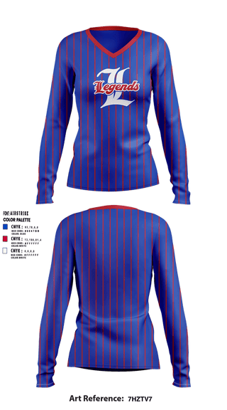 Womens Long Sleeve Vneck Shirt, Leander Legends, Baseball, Teamtime, Team time, sublimation, custom sports apparel, team uniforms, spirit wear, spiritwear, sports uniforms, custom shirts, team store, custom team store, fundraiser sports, apparel fundraiser