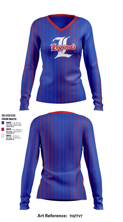 Leander Legends 36216540 Women's Long Sleeve V-neck Shirt - 10