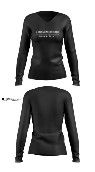 Womens Long Sleeve Vneck Shirt, Arkansas School for the Deaf and Blind, , Teamtime, Team time, sublimation, custom sports apparel, team uniforms, spirit wear, spiritwear, sports uniforms, custom shirts, team store, custom team store, fundraiser sports, apparel fundraiser