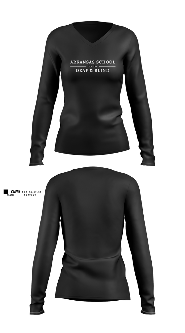 Womens Long Sleeve Vneck Shirt, Arkansas School for the Deaf and Blind, , Teamtime, Team time, sublimation, custom sports apparel, team uniforms, spirit wear, spiritwear, sports uniforms, custom shirts, team store, custom team store, fundraiser sports, apparel fundraiser