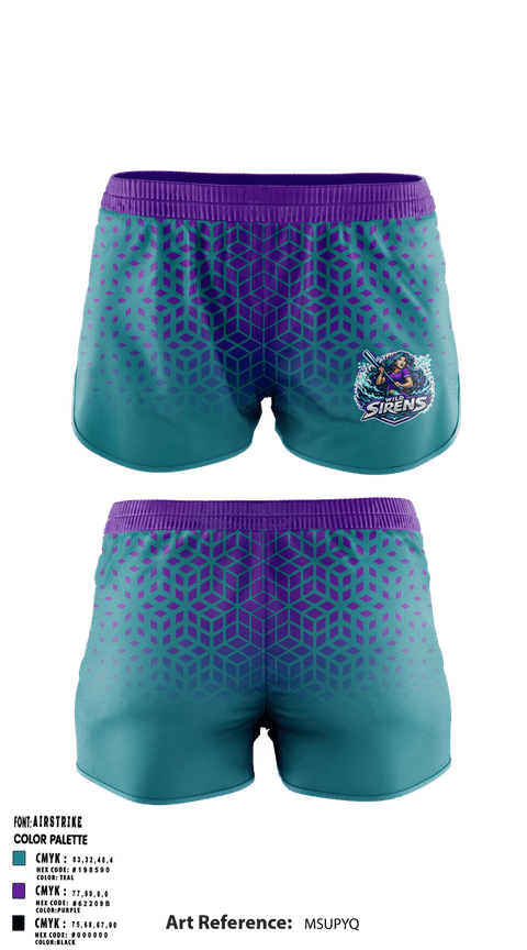 Womens Shorts, Wild Sirens, Softball, Teamtime, Team time, sublimation, custom sports apparel, team uniforms, spirit wear, spiritwear, sports uniforms, custom shirts, team store, custom team store, fundraiser sports, apparel fundraiser