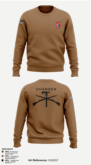 Crew Neck Sweatshirt, Charger Co. / 2-112th Infantry Battalion, National Guard, Teamtime, Team time, sublimation, custom sports apparel, team uniforms, spirit wear, spiritwear, sports uniforms, custom shirts, team store, custom team store, fundraiser sports, apparel fundraiser